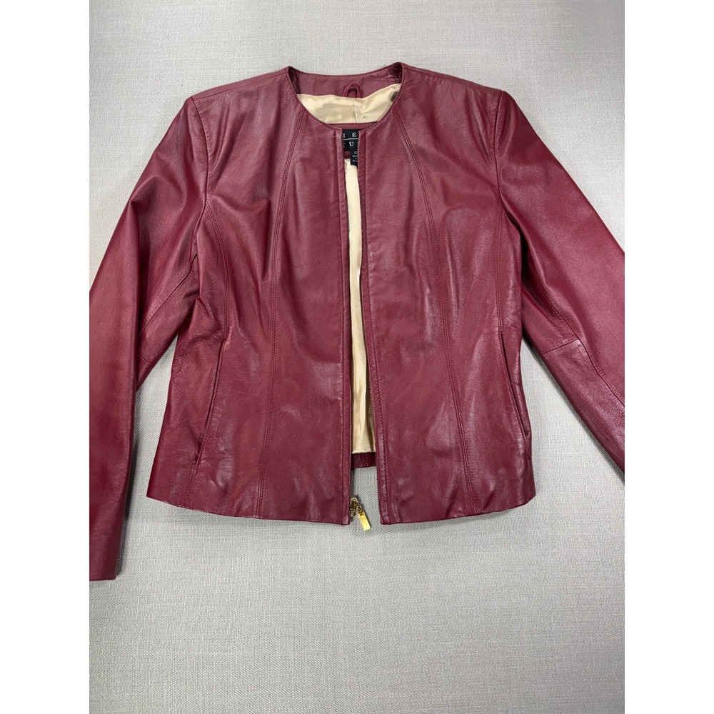 Vintage 90's Sienna Studio Women's Red 100% Leather Jacket Full Zip Sz 12